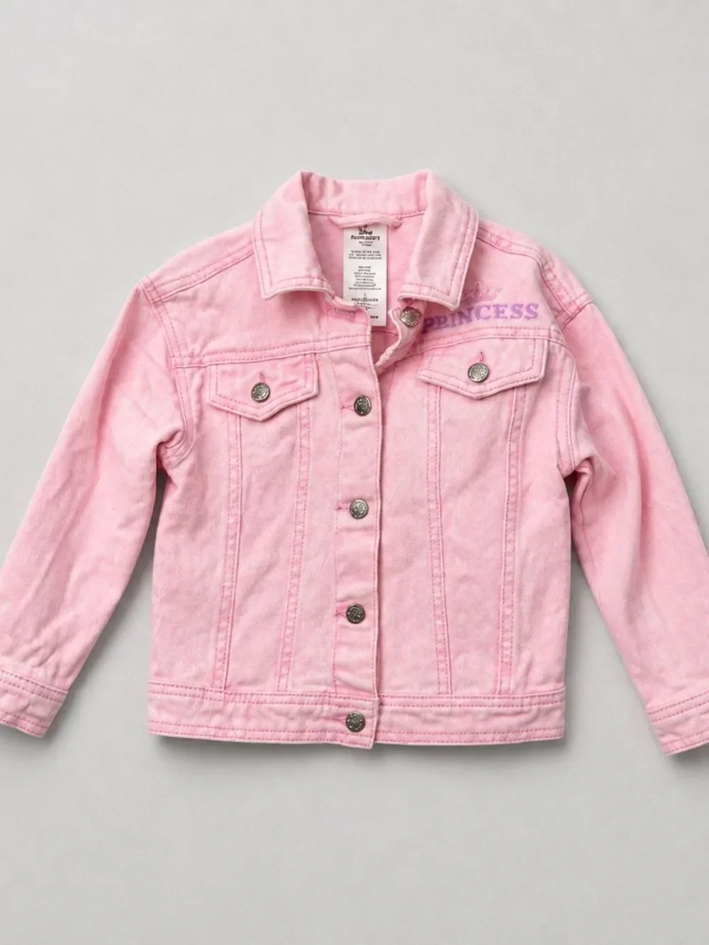 Disney Princess pink denim jacket with princess embroidery and graphic size 5